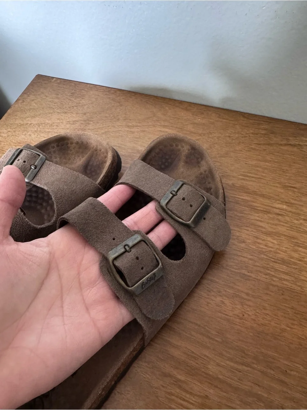 BioStep Brown Suede Leather Slide On Sandals Size 9